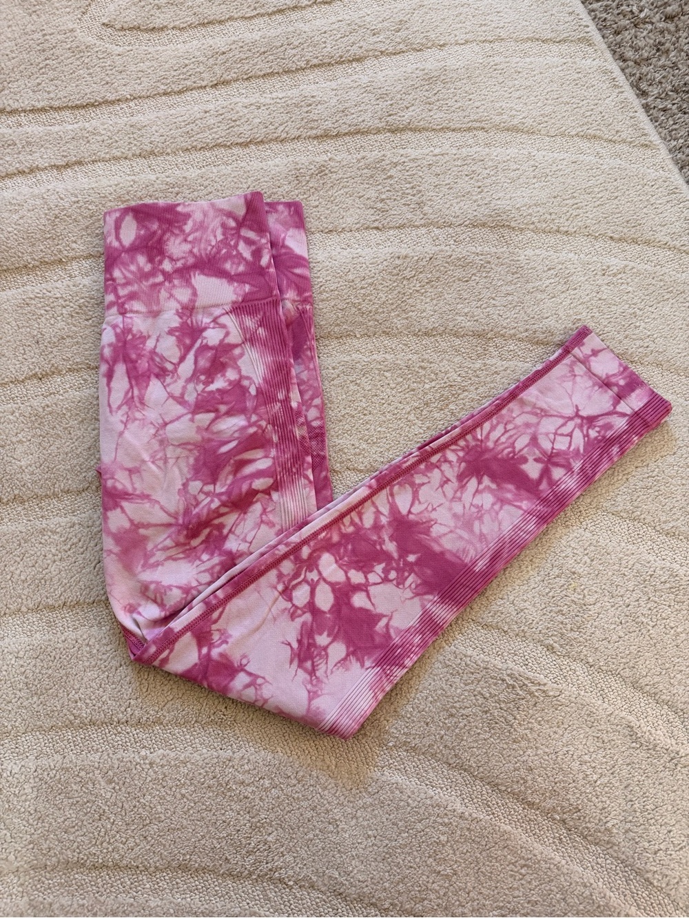 SHEIN Pink Tie Dye Scrunch Butt High Waisted Workout Leggings L